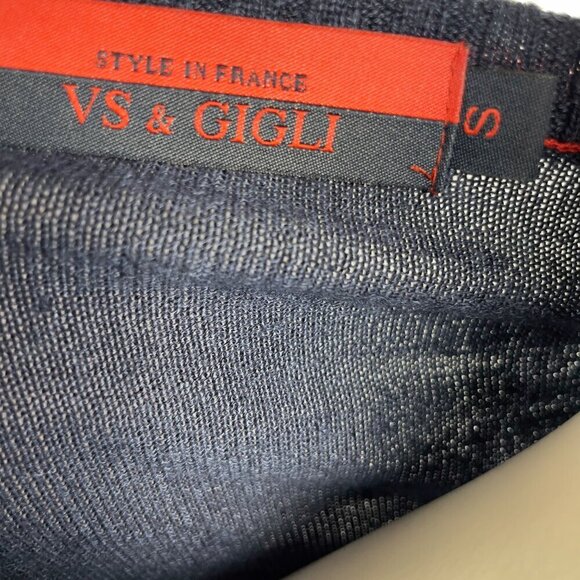 VS & GIGLI Crew Neck Long Sleeves‎ Blue & Red Sweater Size S - Picture 5 of 5